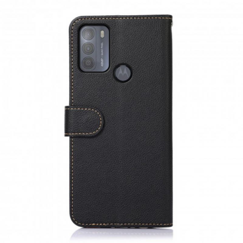 Læder Cover Moto G50 Lychee Style Rfid Khazneh