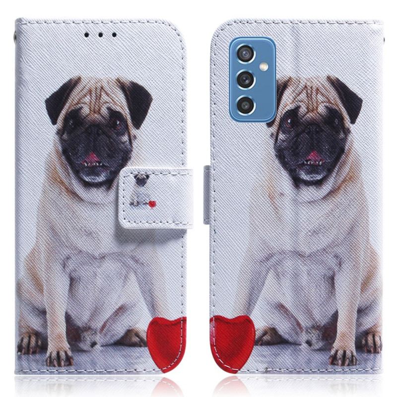 Læder Cover Samsung Galaxy M52 5G Mops Hund