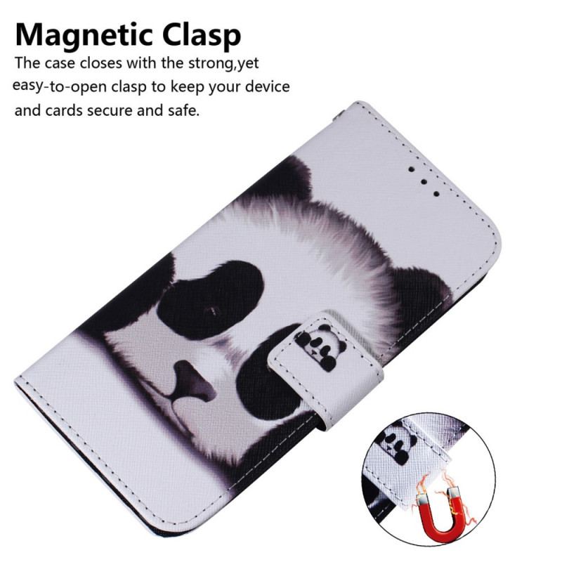 Læder Cover Samsung Galaxy M52 5G Panda Ansigt