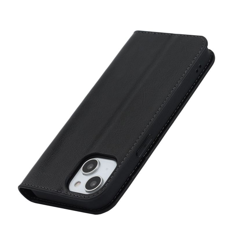 Cover iPhone 14 Flip Cover Ægte Læder