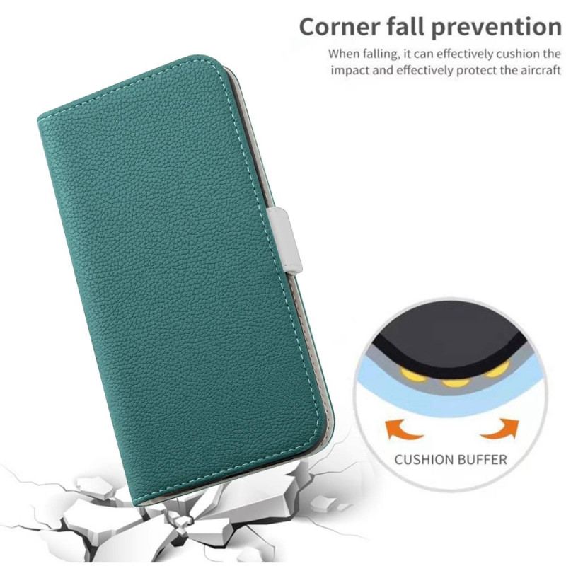 Cover iPhone 14 Flip Cover Litchi Imiteret Læder