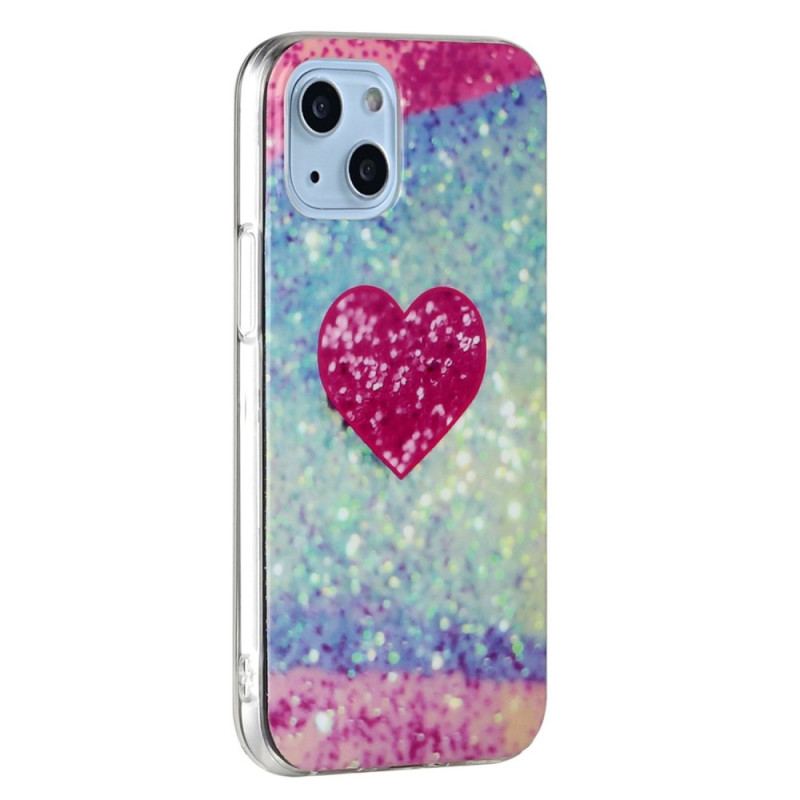 Cover iPhone 14 Glitter Hjerte