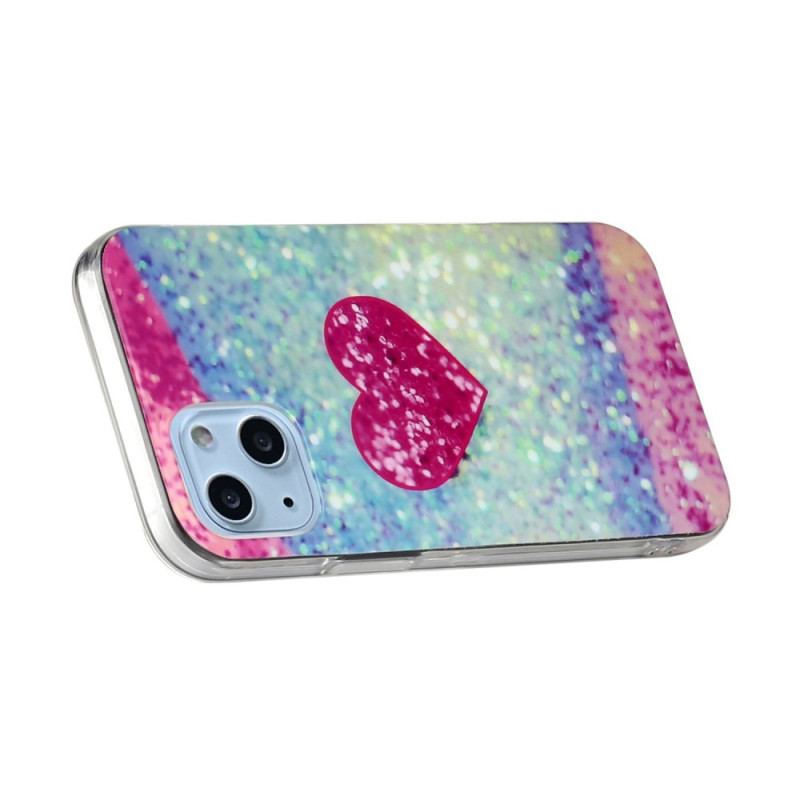 Cover iPhone 14 Glitter Hjerte