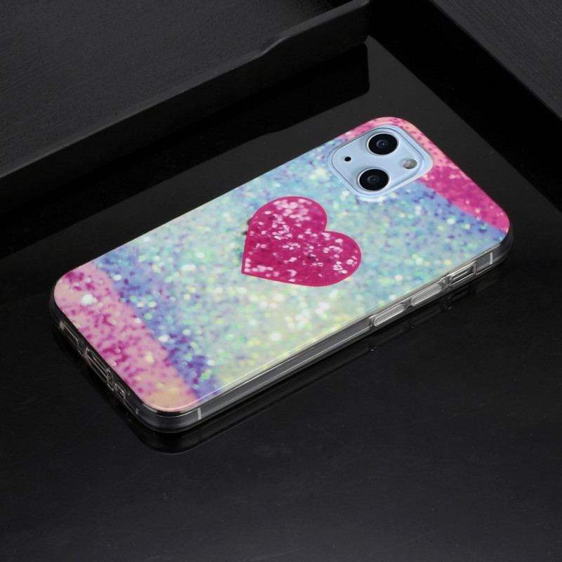 Cover iPhone 14 Glitter Hjerte