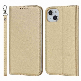 Cover iPhone 14 Med Snor Flip Cover Strappy Silke