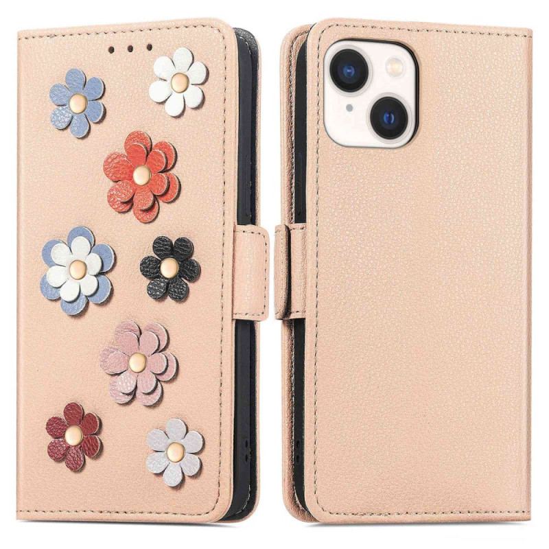 Flip Cover iPhone 14 Dekorative Blomster