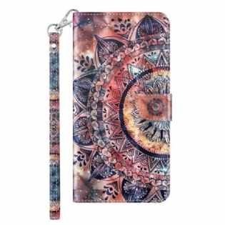 Flip Cover iPhone 14 Med Snor Pro Farverig Strappy Mandala