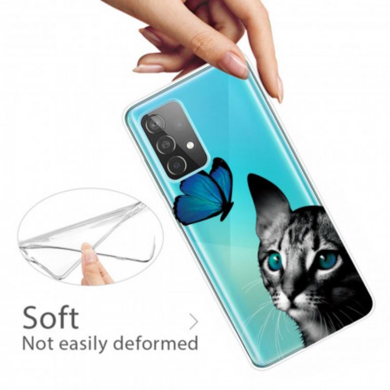 Cover Samsung Galaxy A32 5G Kat Og Sommerfugl