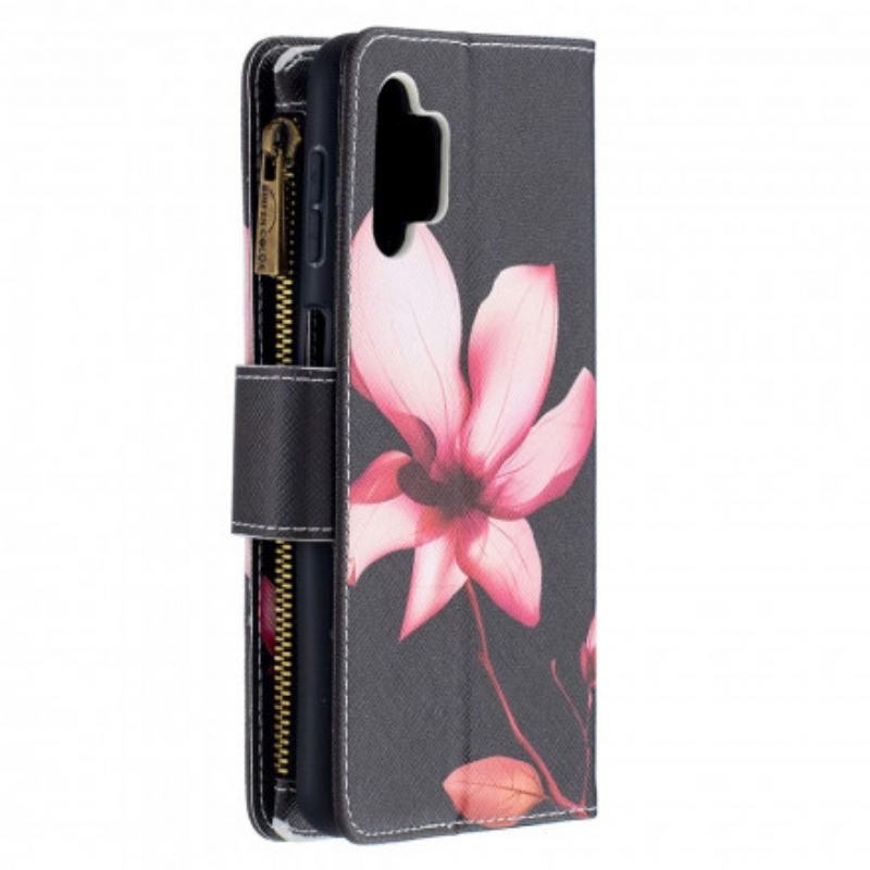 Flip Cover Samsung Galaxy A32 5G Blomsterlomme Med Lynlås