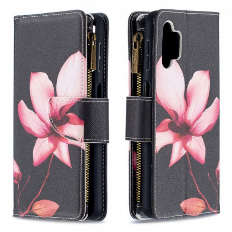 Flip Cover Samsung Galaxy A32 5G Blomsterlomme Med Lynlås