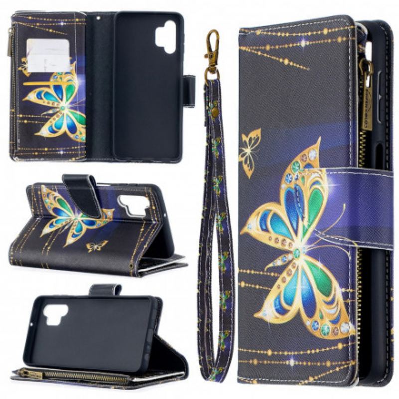 Flip Cover Samsung Galaxy A32 5G Butterflies Art Zipped Pouch