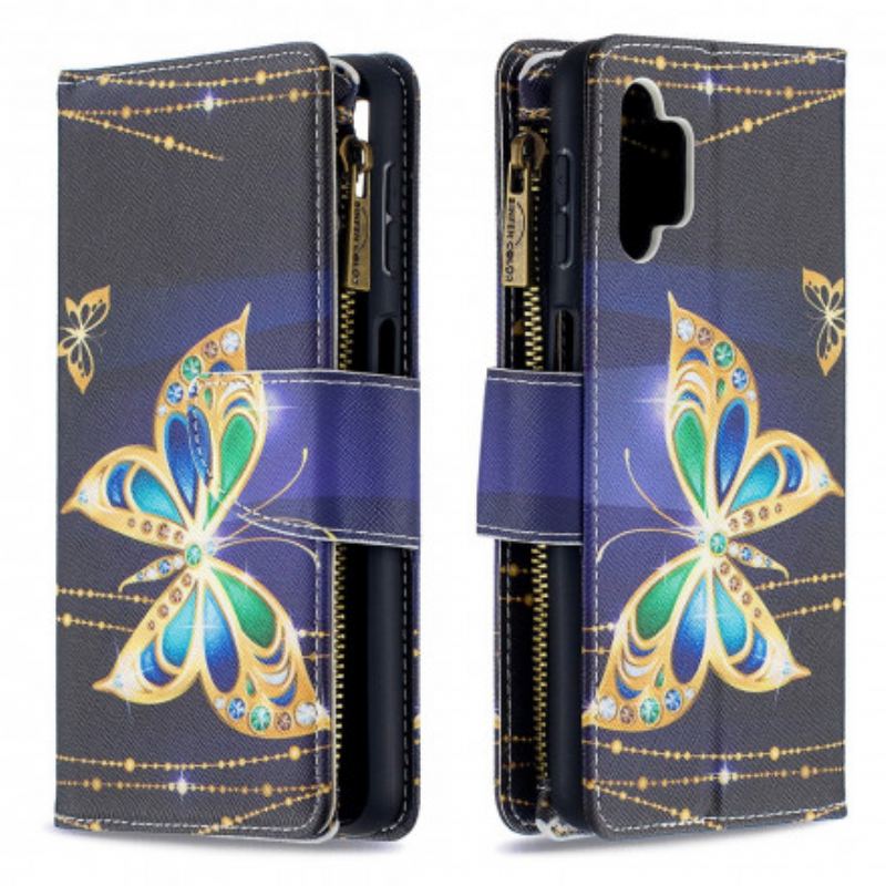 Flip Cover Samsung Galaxy A32 5G Butterflies Art Zipped Pouch