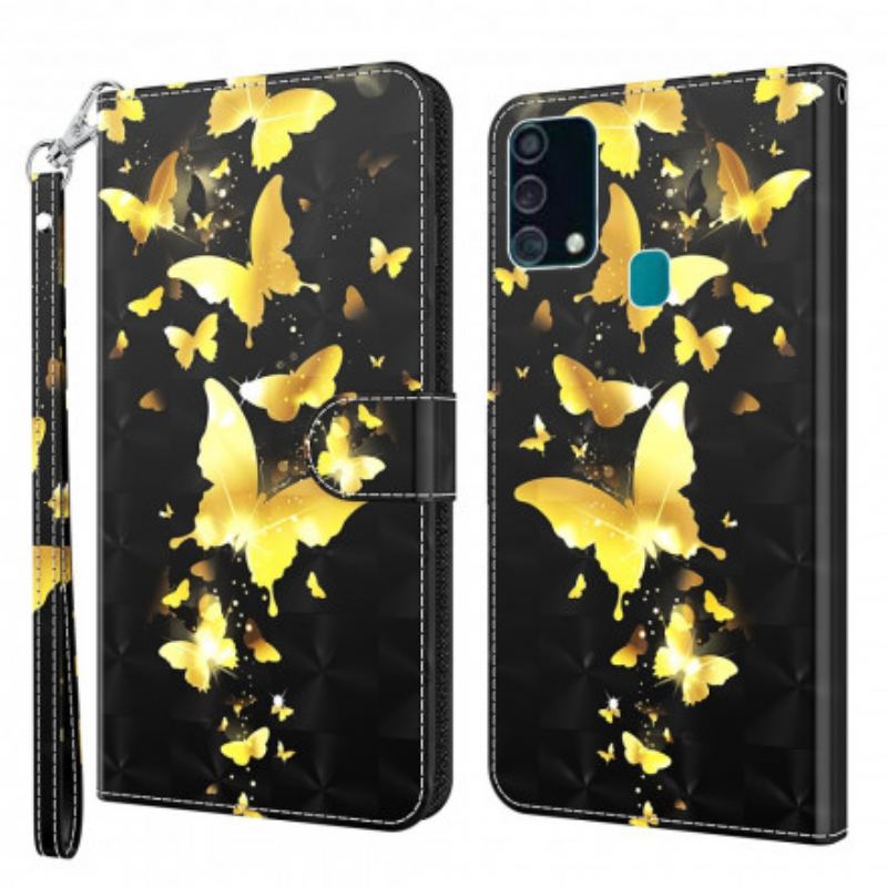 Flip Cover Samsung Galaxy A32 5G Gule Sommerfugle