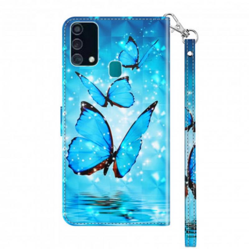 Flip Cover Samsung Galaxy A32 5G Let Plet Flyvende Blå Sommerfugle