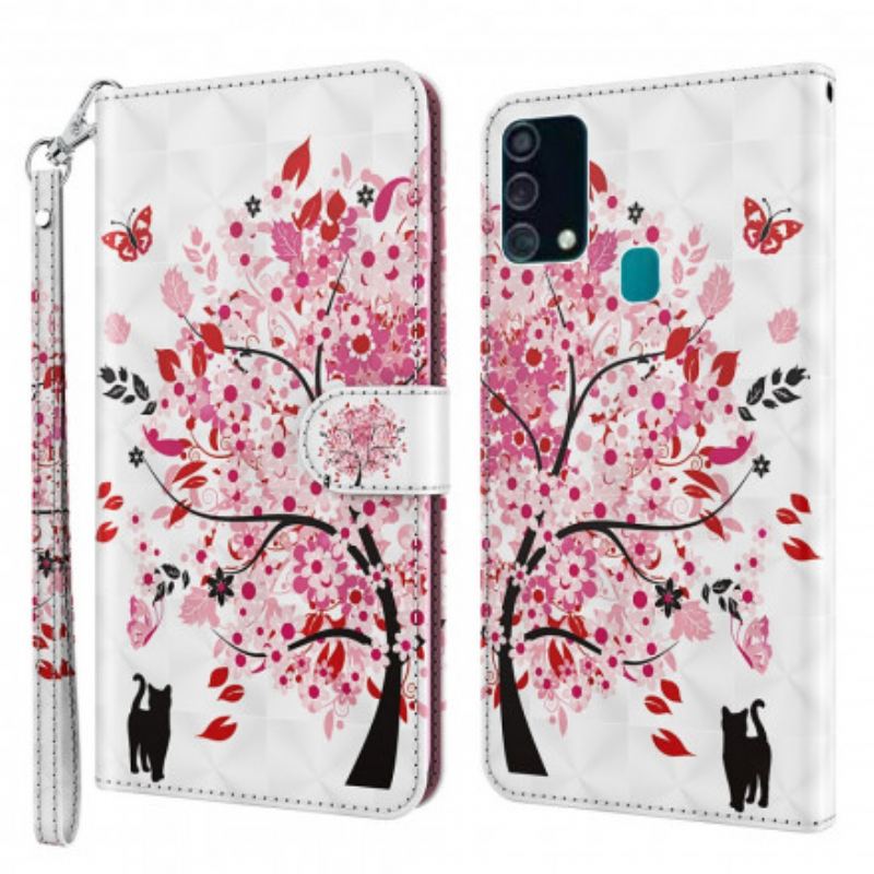 Flip Cover Samsung Galaxy A32 5G Lys Plet Pink Træ