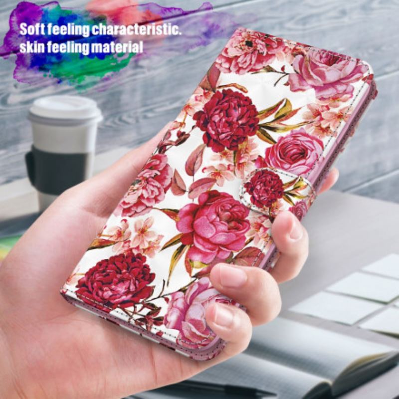 Flip Cover Samsung Galaxy A32 5G Lyse Pletroser Med Snor