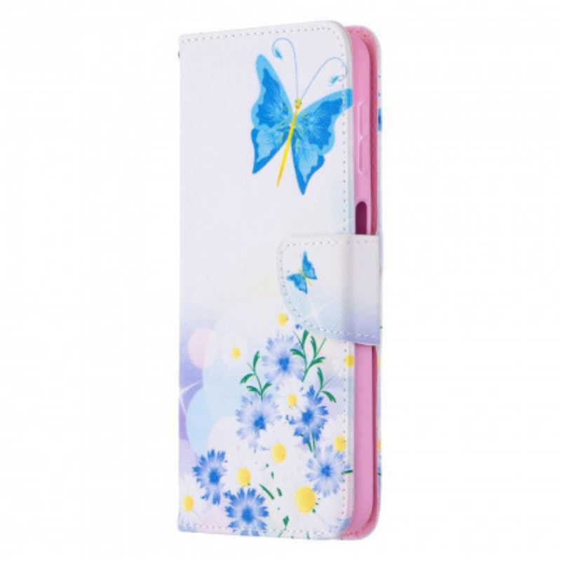 Flip Cover Samsung Galaxy A32 5G Malede Sommerfugle Og Blomster