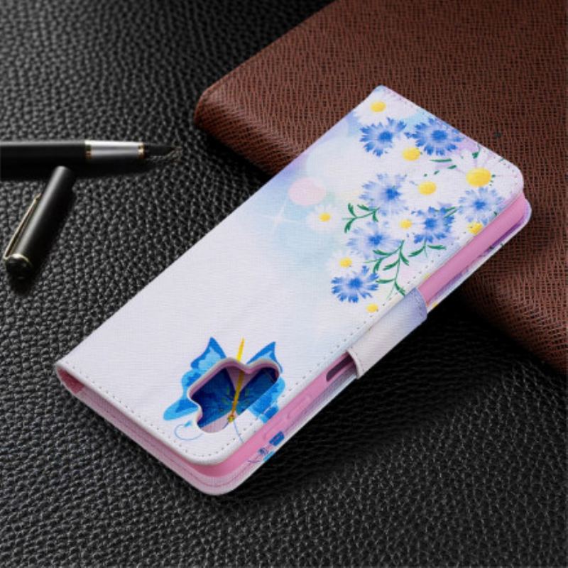 Flip Cover Samsung Galaxy A32 5G Malede Sommerfugle Og Blomster