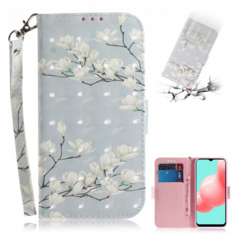 Flip Cover Samsung Galaxy A32 5G Med Snor Blomstrende Gren Med Rem