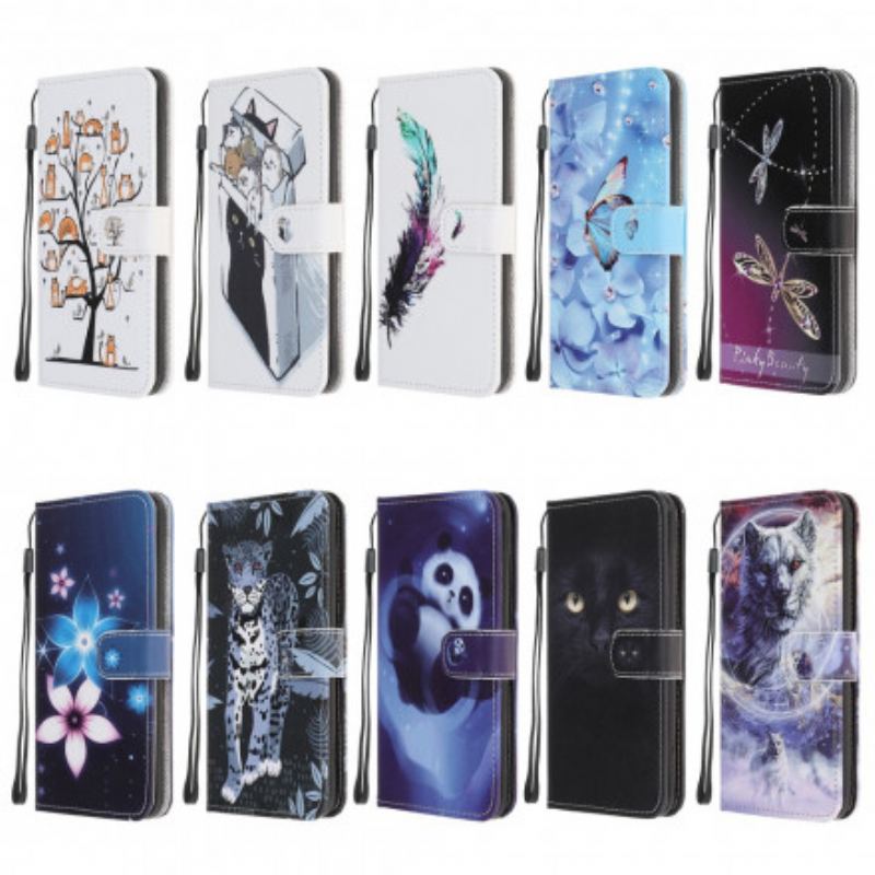 Flip Cover Samsung Galaxy A32 5G Med Snor Lunar Strap Blomster