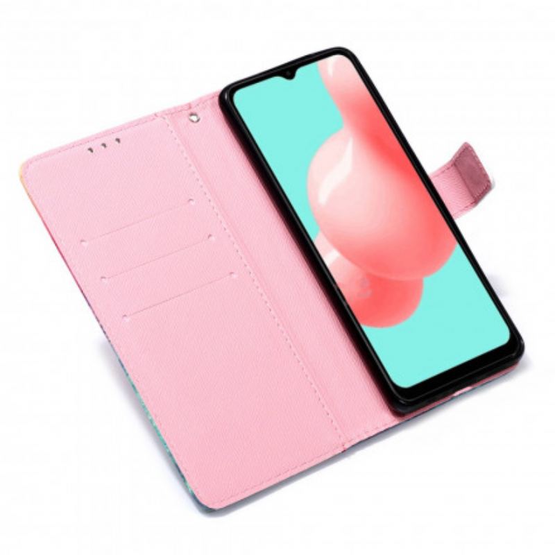 Flip Cover Samsung Galaxy A32 5G Røde Sommerfugle