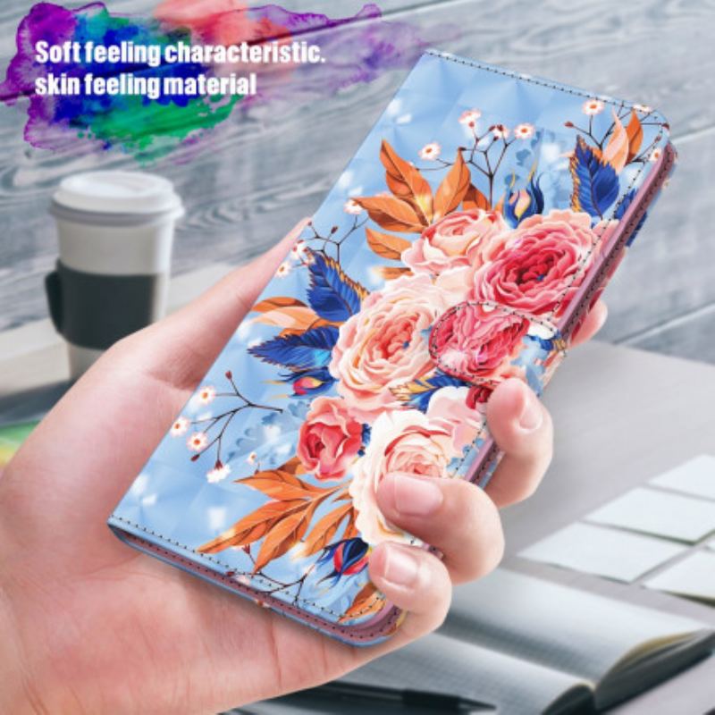 Flip Cover Samsung Galaxy A32 5G Romantisk Lysplet Med Snor