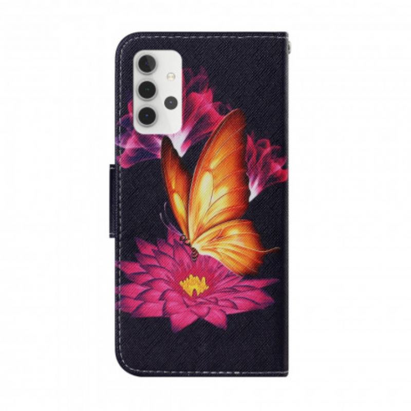 Flip Cover Samsung Galaxy A32 5G Sommerfugl Og Lotus