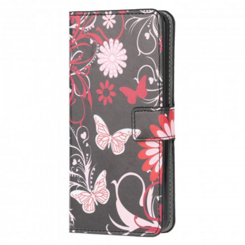 Flip Cover Samsung Galaxy A32 5G Sommerfugle Og Blomster