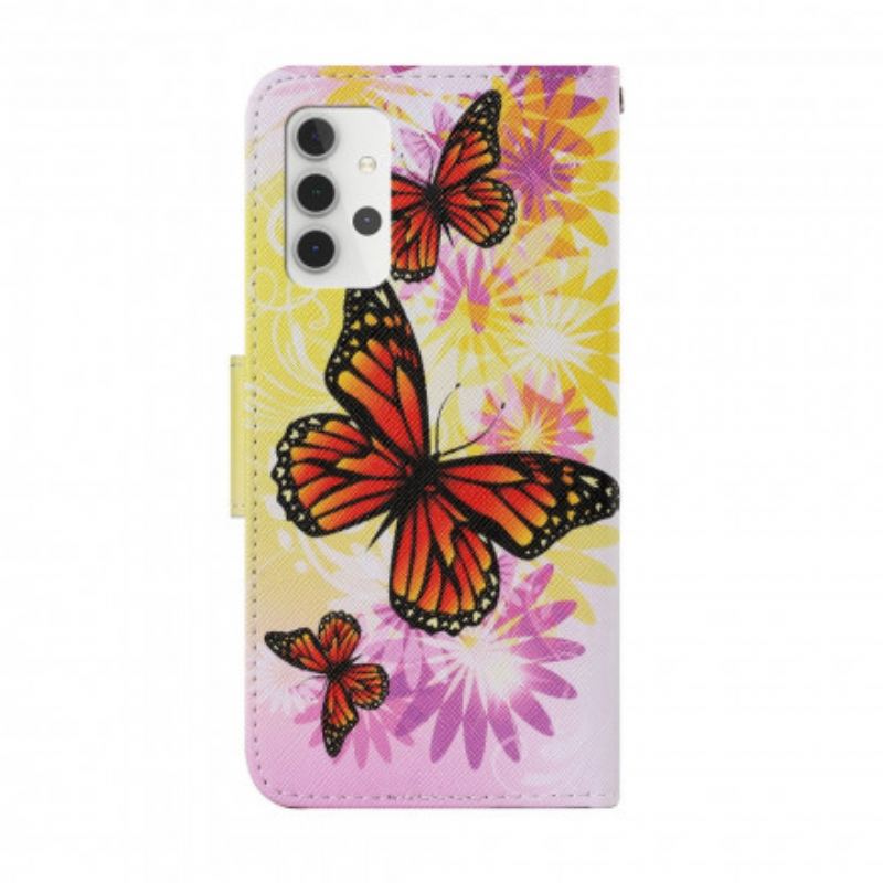 Flip Cover Samsung Galaxy A32 5G Sommerfugle Og Sommerblomster