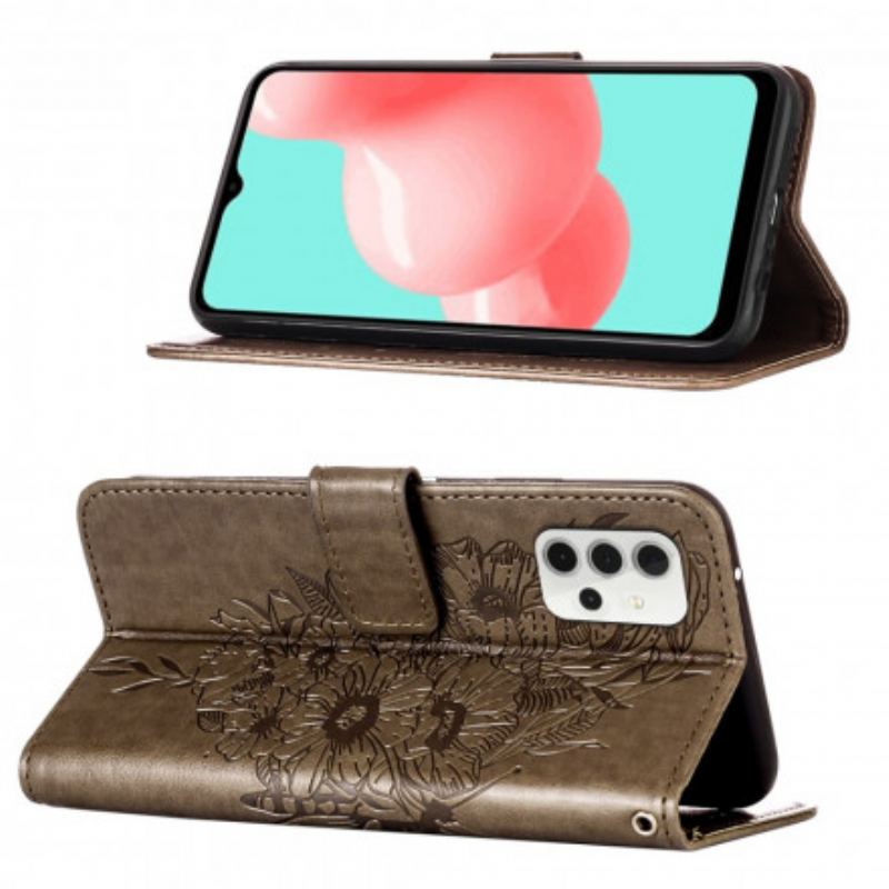 Flip Cover Samsung Galaxy A32 5G Sommerfugledesign Med Snor