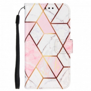 Læder Cover Samsung Galaxy A32 5G Geometrisk Marmor