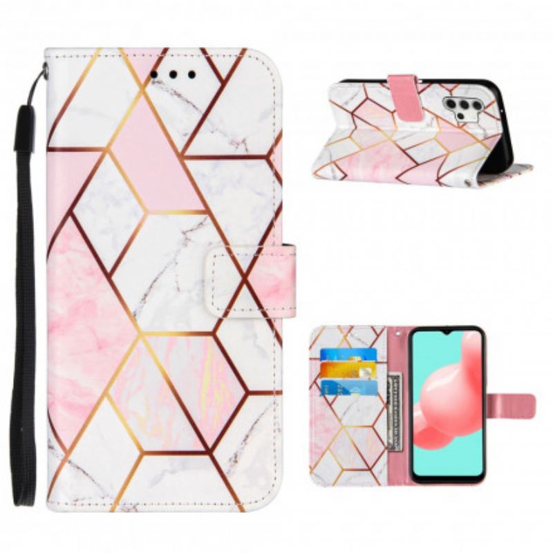 Læder Cover Samsung Galaxy A32 5G Geometrisk Marmor