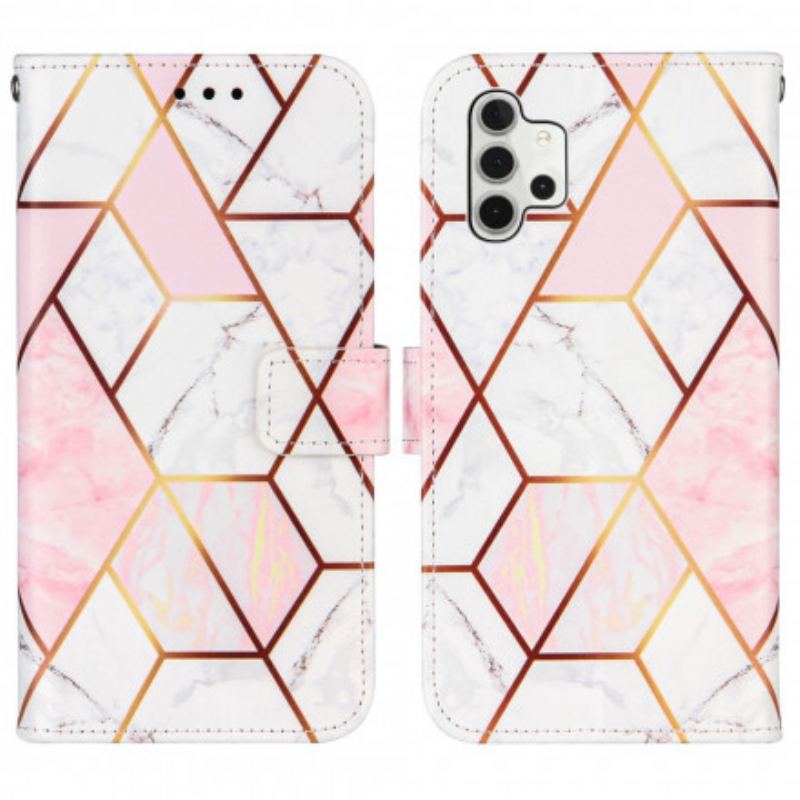 Læder Cover Samsung Galaxy A32 5G Geometrisk Marmor