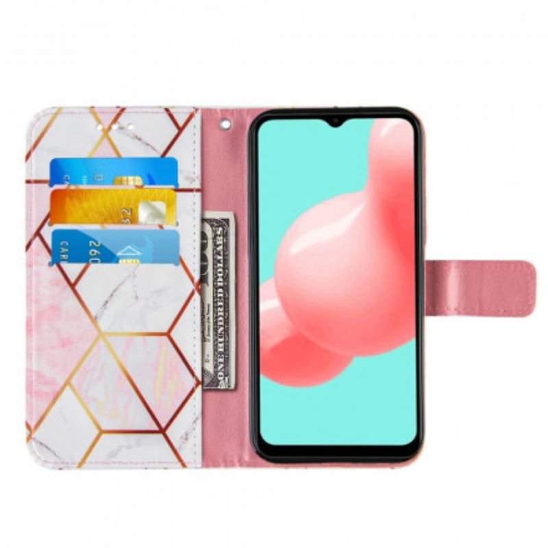 Læder Cover Samsung Galaxy A32 5G Geometrisk Marmor