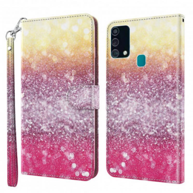 Læder Cover Samsung Galaxy A32 5G Light Spot Glitter Magenta