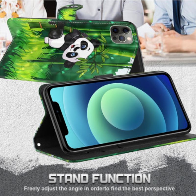 Læder Cover Samsung Galaxy A32 5G Light Spot Panda Og Bambus