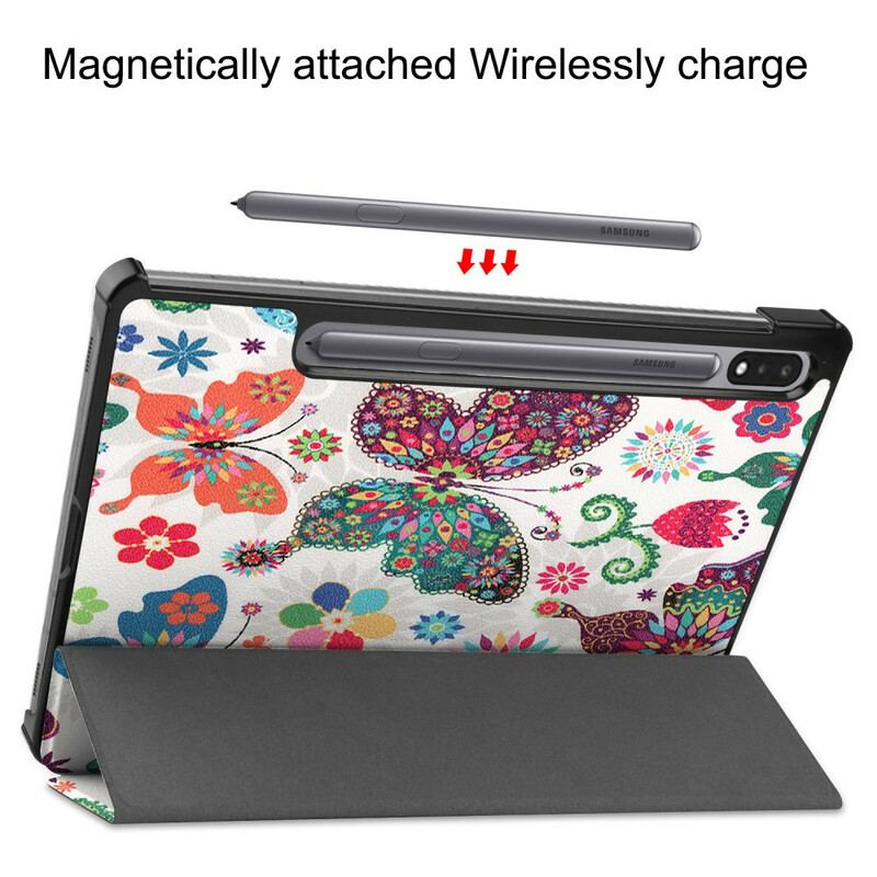 Cover Samsung Galaxy Tab S8 / Tab S7 Vintage Blomsterpenneholder