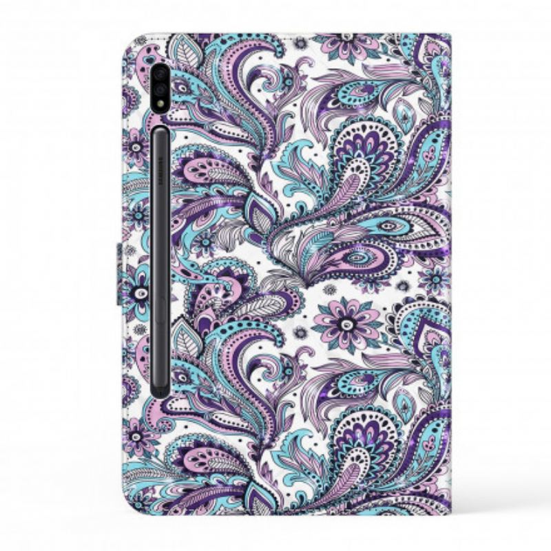 Flip Cover Samsung Galaxy Tab S8 / Tab S7 Paisley-mønster I Imiteret Læder