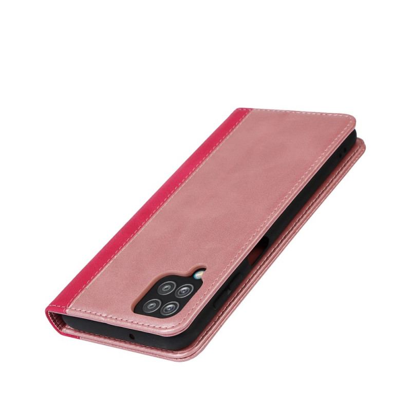 Cover Samsung Galaxy M12 / A12 Flip Cover Tofarvet Læderstil