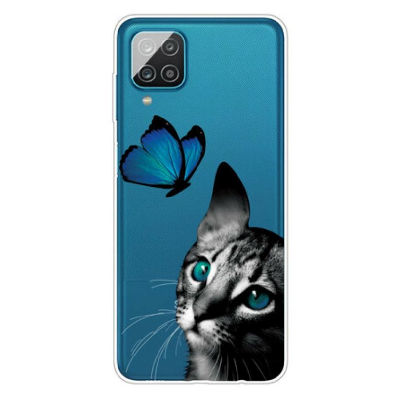 Cover Samsung Galaxy M12 / A12 Kat Og Sommerfugl