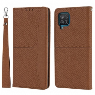 Cover Samsung Galaxy M12 / A12 Med Snor Flip Cover Strappy Vævet Læder Stil