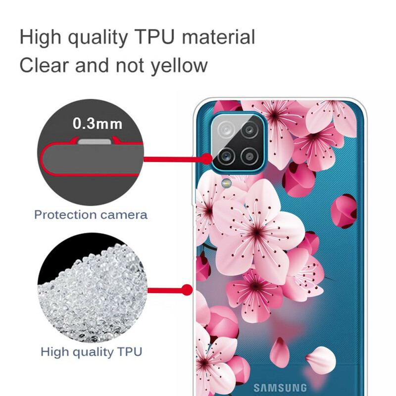 Cover Samsung Galaxy M12 / A12 Små Lyserøde Blomster