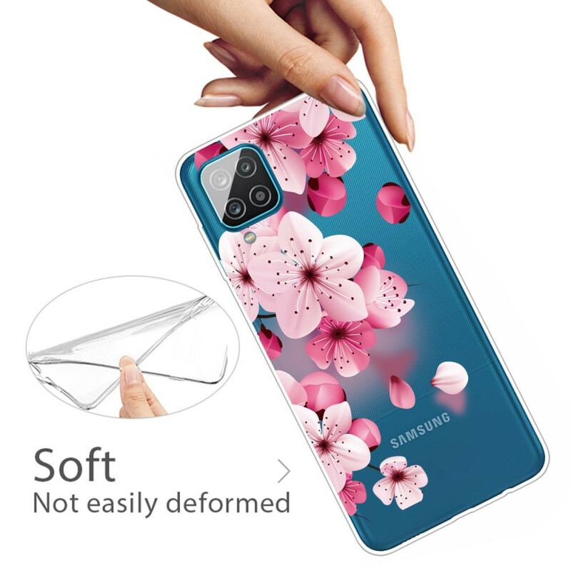 Cover Samsung Galaxy M12 / A12 Små Lyserøde Blomster