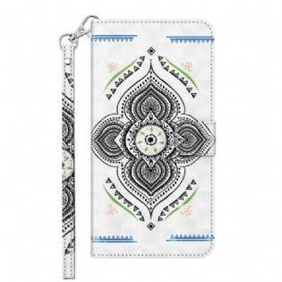 Flip Cover Samsung Galaxy M12 / A12 Lyspletter Mandala Med Snor