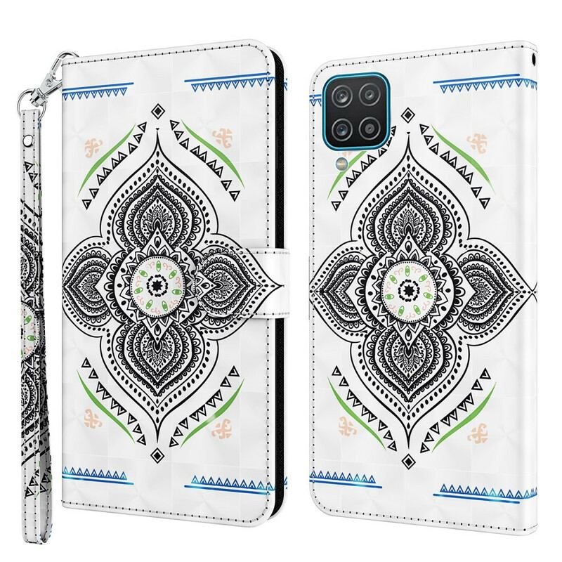 Flip Cover Samsung Galaxy M12 / A12 Lyspletter Mandala Med Snor