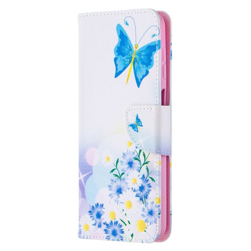 Flip Cover Samsung Galaxy M12 / A12 Malede Sommerfugle Og Blomster