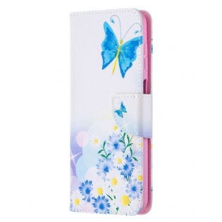 Flip Cover Samsung Galaxy M12 / A12 Malede Sommerfugle Og Blomster