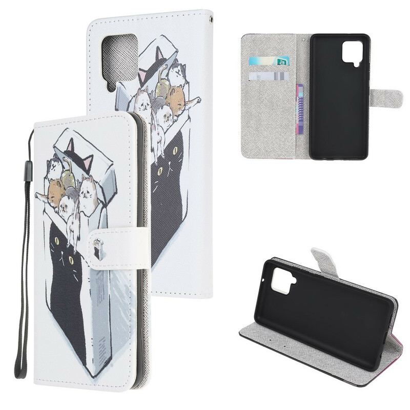 Flip Cover Samsung Galaxy M12 / A12 Med Snor Levering Thong Cats