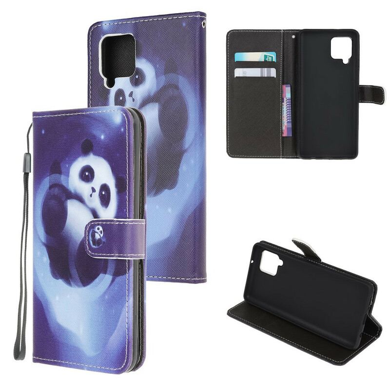 Flip Cover Samsung Galaxy M12 / A12 Med Snor Panda Space Med Snor