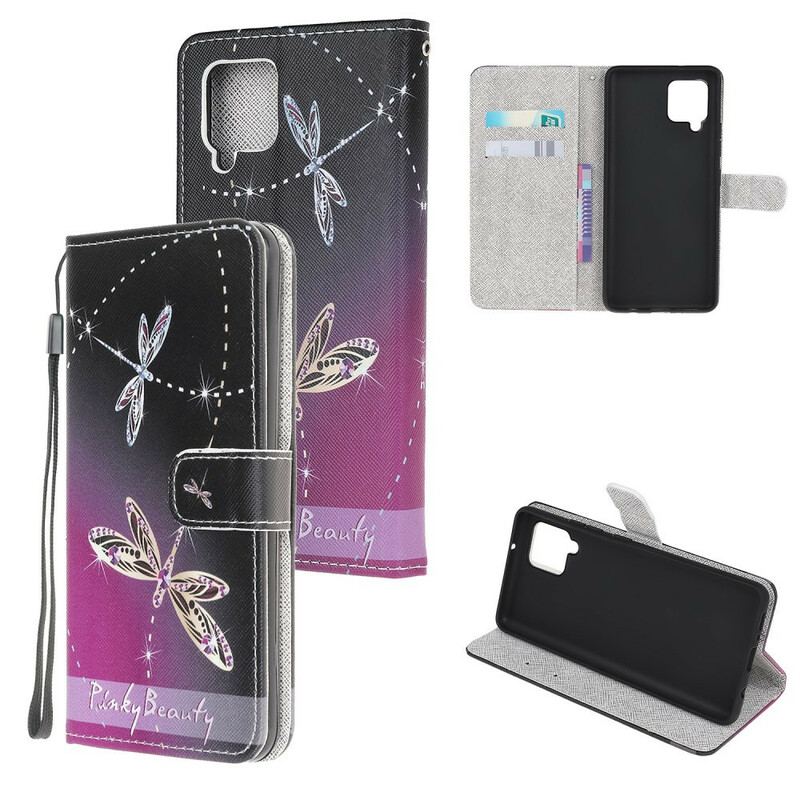 Flip Cover Samsung Galaxy M12 / A12 Med Snor Strappy Guldsmede